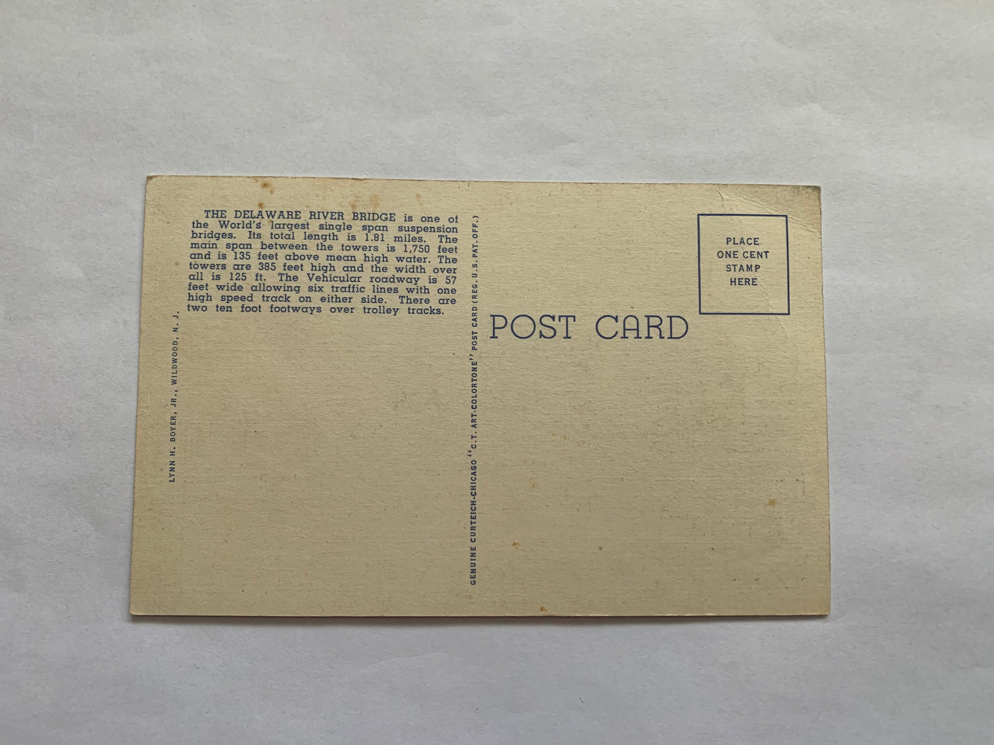 Old postcard - Antique postcard - Delaware River Bridge - Pennsylvania - New Jersey - USA - Carte Postale - early 1900s - Unused