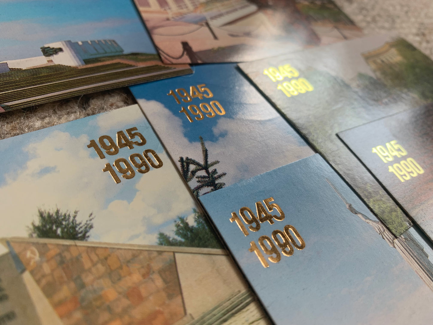 Set of 7 Soviet-time pocket calendars - Monuments in the USSR dedicated to the WWII ending in 1945 - 45th anniversary in 1990