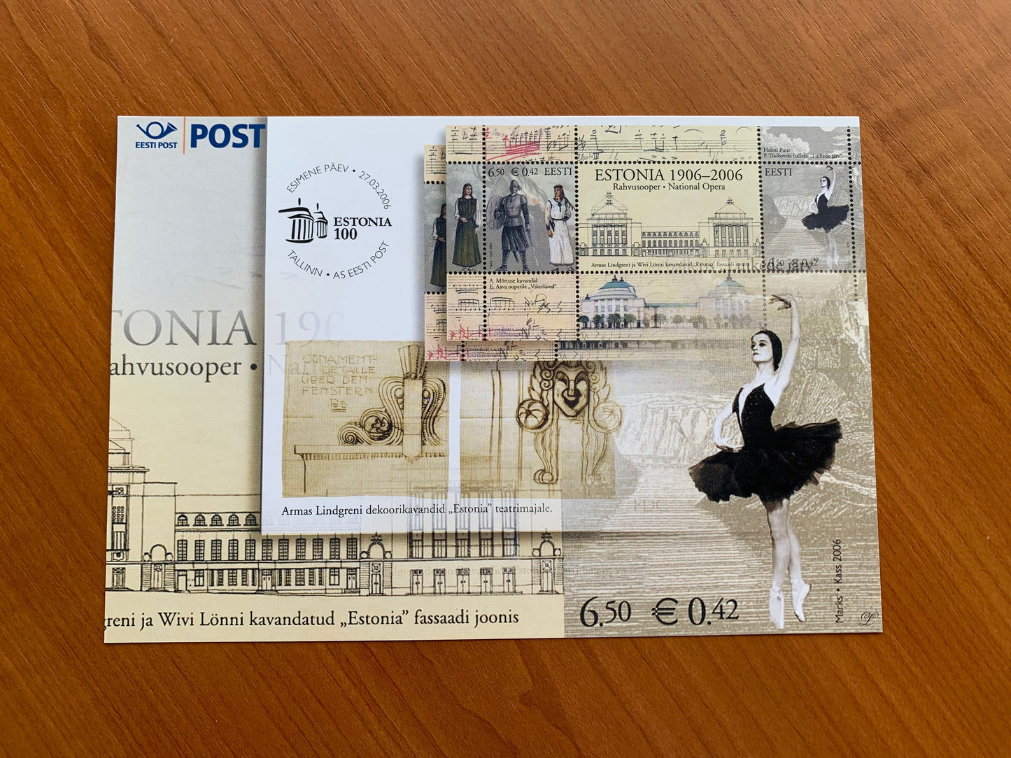 Estonian postcard - Postal stationery - CENTENARY OF THE ESTONIAN NATIONAL OPERA - Philately info card - 2006