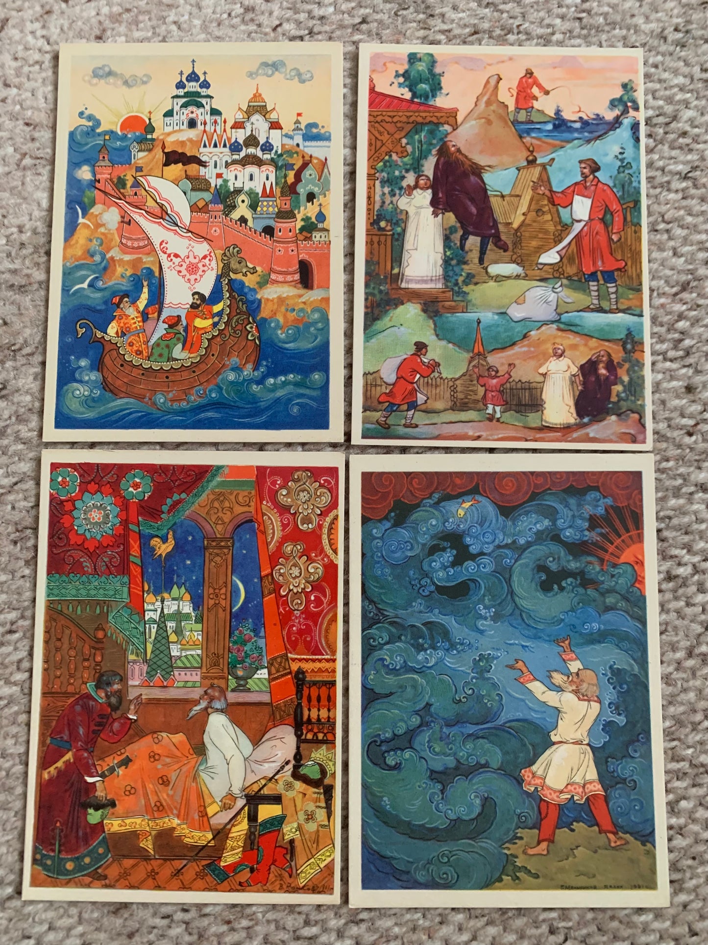 Set of 12 postcards - Fairy tales by Alexander Pushkin - early 1960's