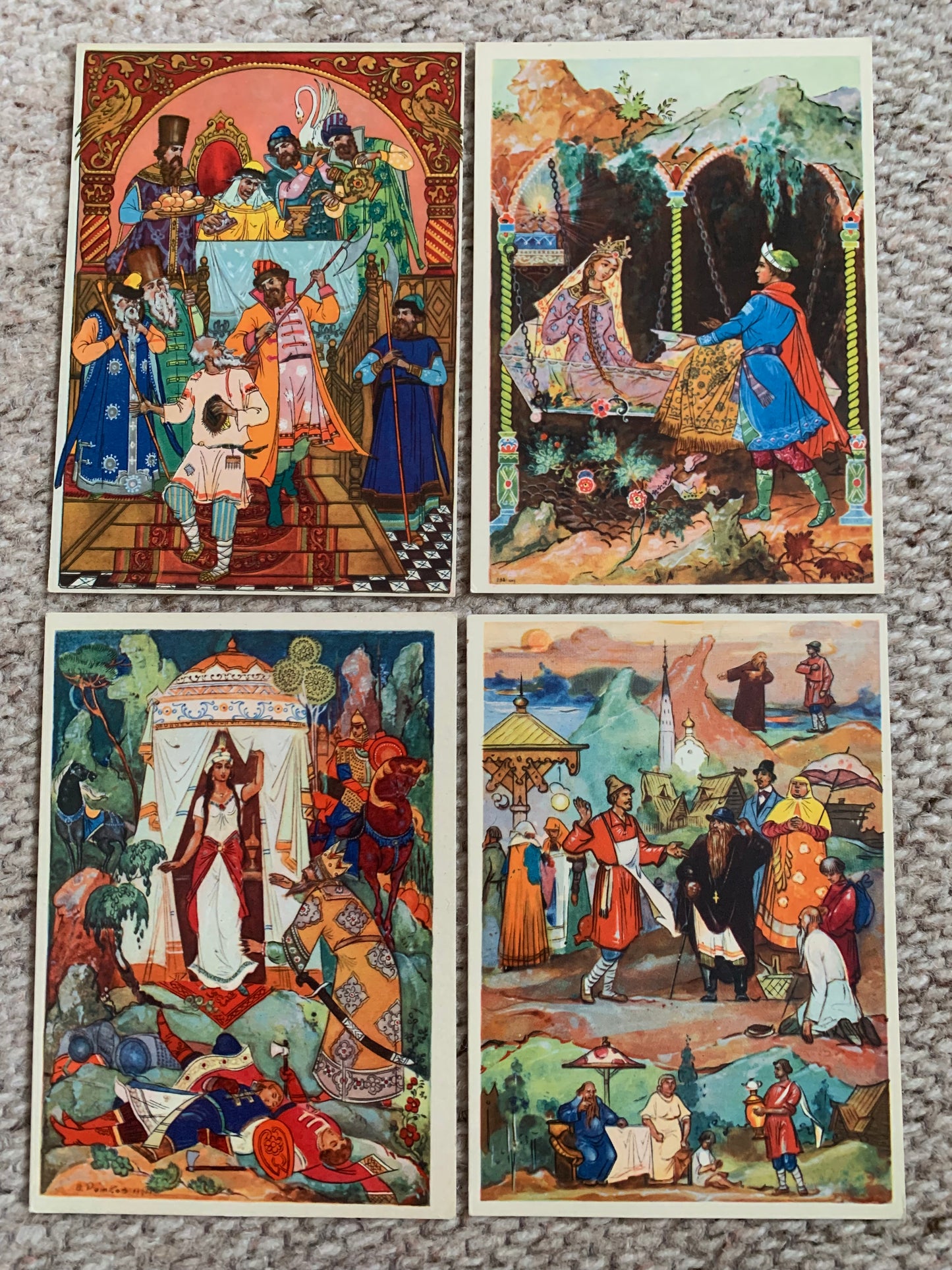 Set of 12 postcards - Fairy tales by Alexander Pushkin - early 1960's