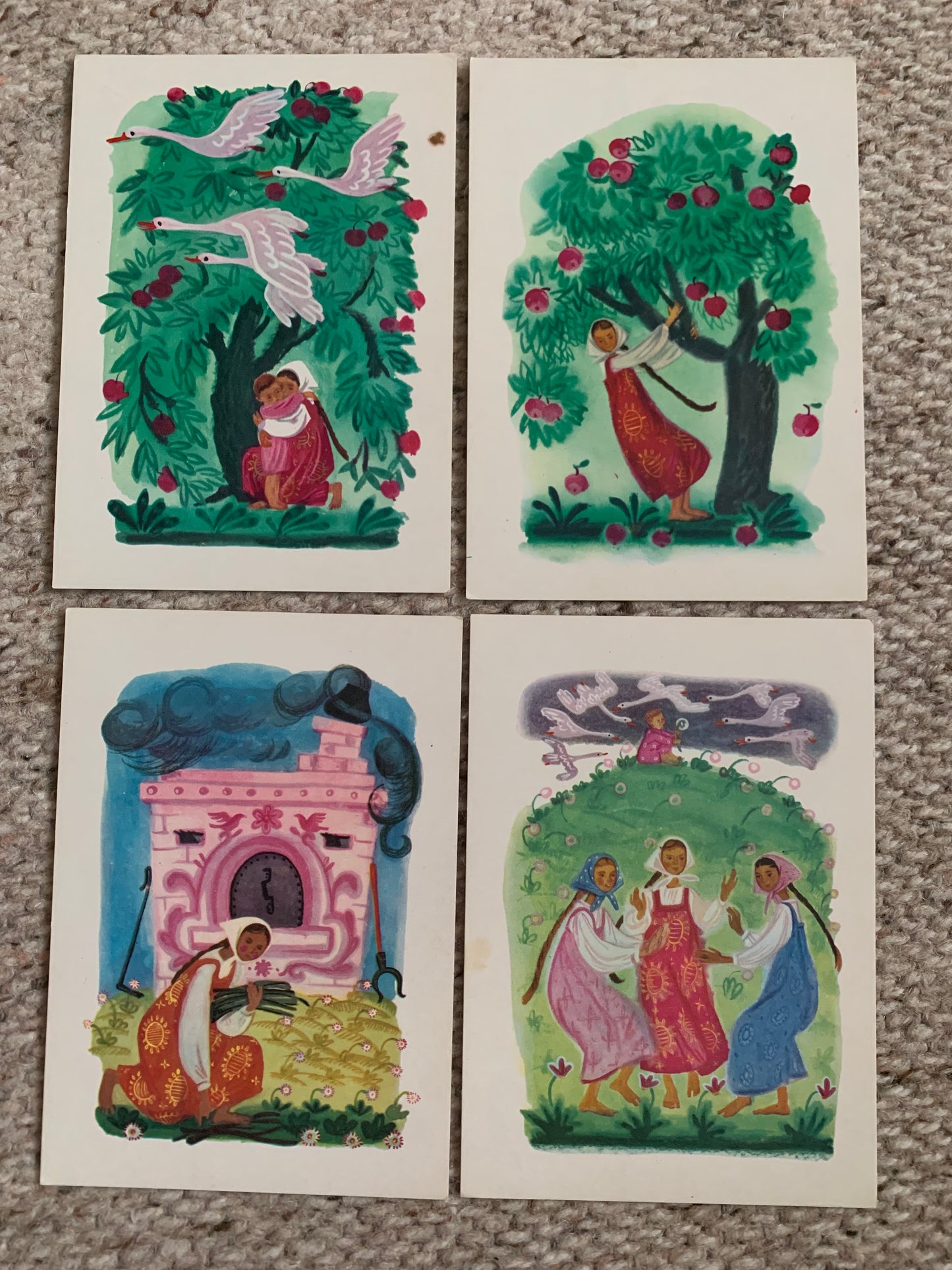 Set of 12 postcards - Russian fairy-tale "Swan Geese" - 1970