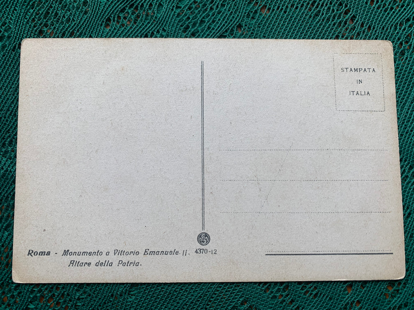 Old postcard - Antique postcard - Roma - Monumento a Vittorio Emanuele - 4370-12 - Altare della Patria - Italy - early 1900's