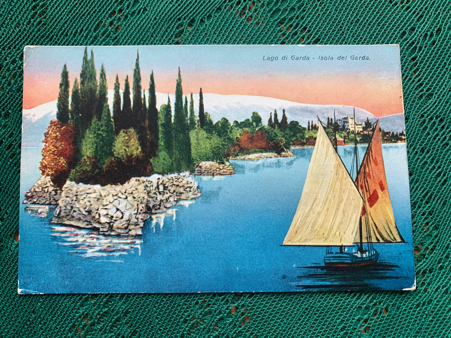 Old postcard - ESARE CAPELLO MILANO - Lago di Garda - Isola del Garda - Lake Garda - 470 - Italy - 1911