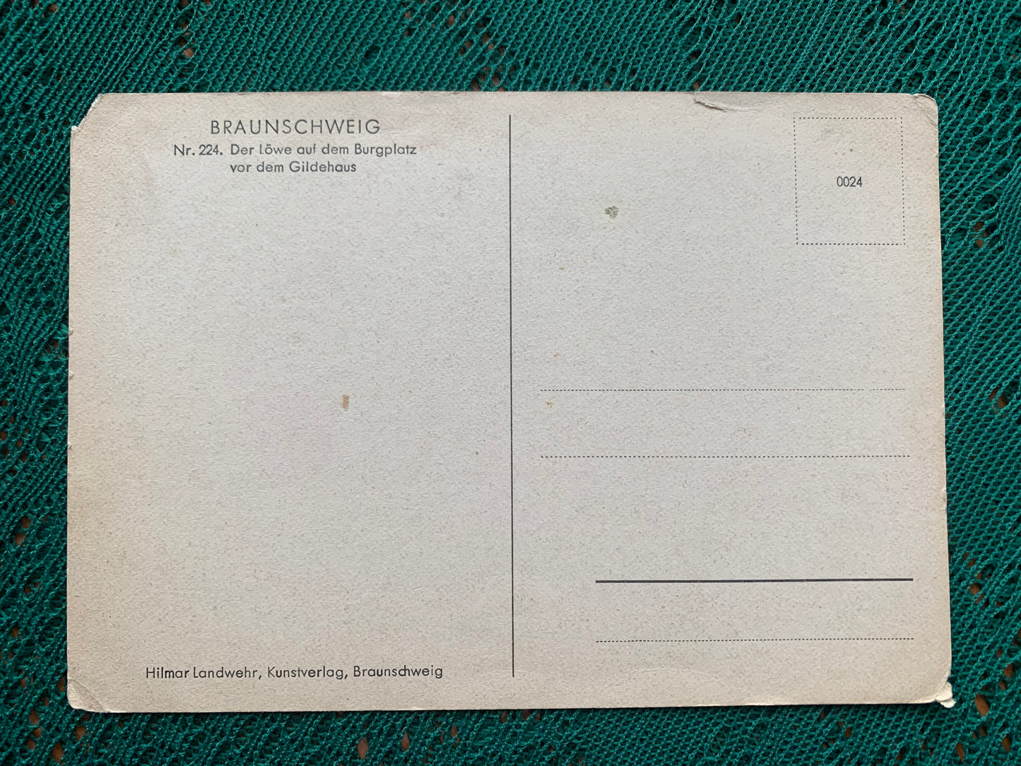 Old postcard - Antique postcard - BRAUNSCHWEIG - Nr.224 - Der Löwe auf dem Burgplatz vor dem Gildehaus - Germany - early 1900's