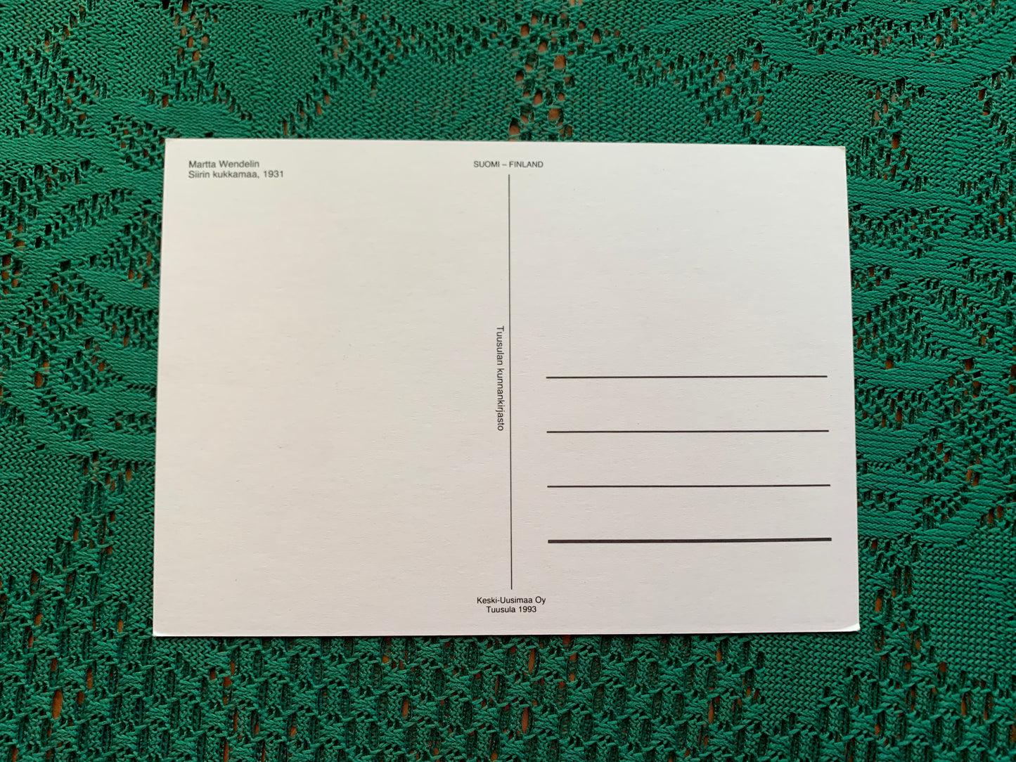 Finnish art postcard - Martta Wendelin art - Printed in Finland - Greeting card, collectible postcard - 1993 - unused