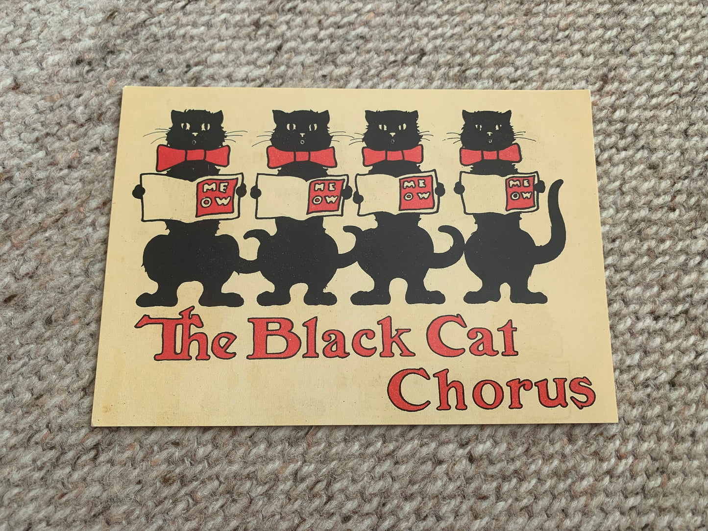UK art postcard - The Black Cat Chorus - LORA VERNER DESIGNS - Printed in England - 2000s - unused