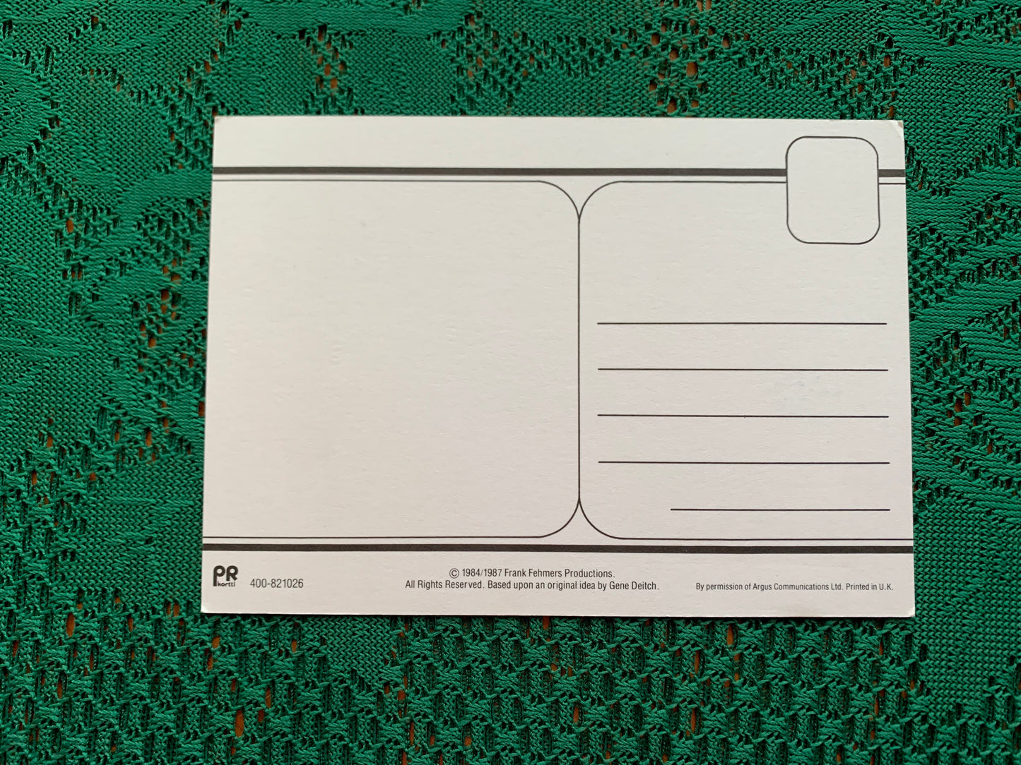 Vintage humour postcard - Printed in UK - Frank Fehmers Productions - Text in Finnish. "Help, Who Would Comfort Me?" - unused