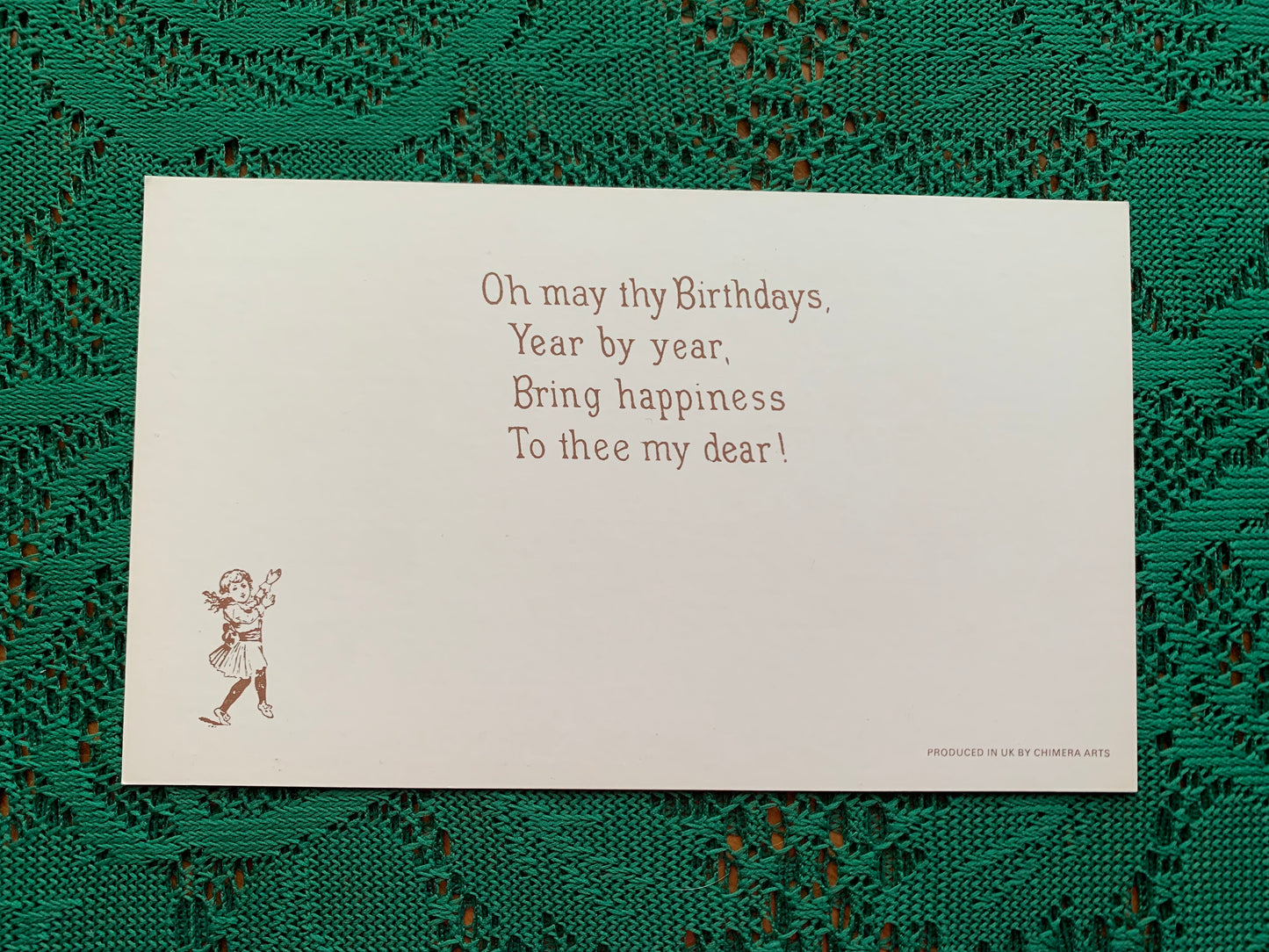 Vintage Chimera art postcard - Produced in UK - The girl in the hammock - Unused Greeting card