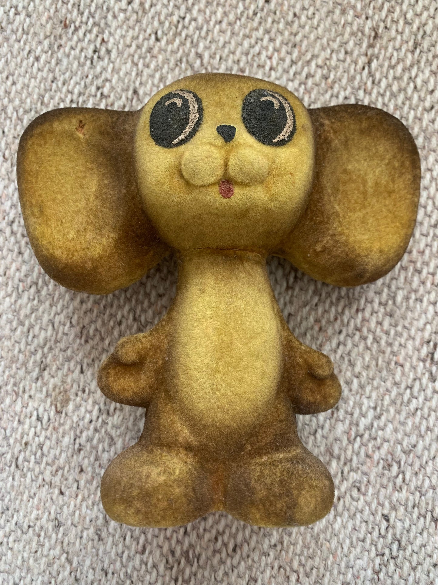 Collectible vintage plush toy from USSR - 1970s polymer soft toy CHEBURASKA - Soviet cartoon hero