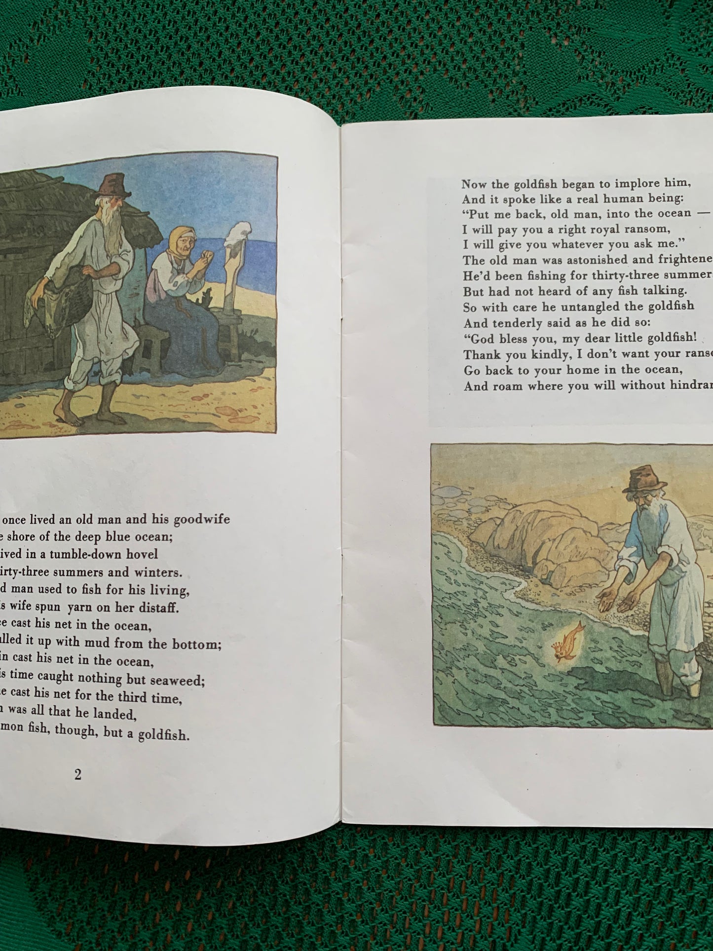 Vintage Russian Children's Book in English - THE FISHERMAN AND THE GOLDFISH - Alexander Pushkin - 1989