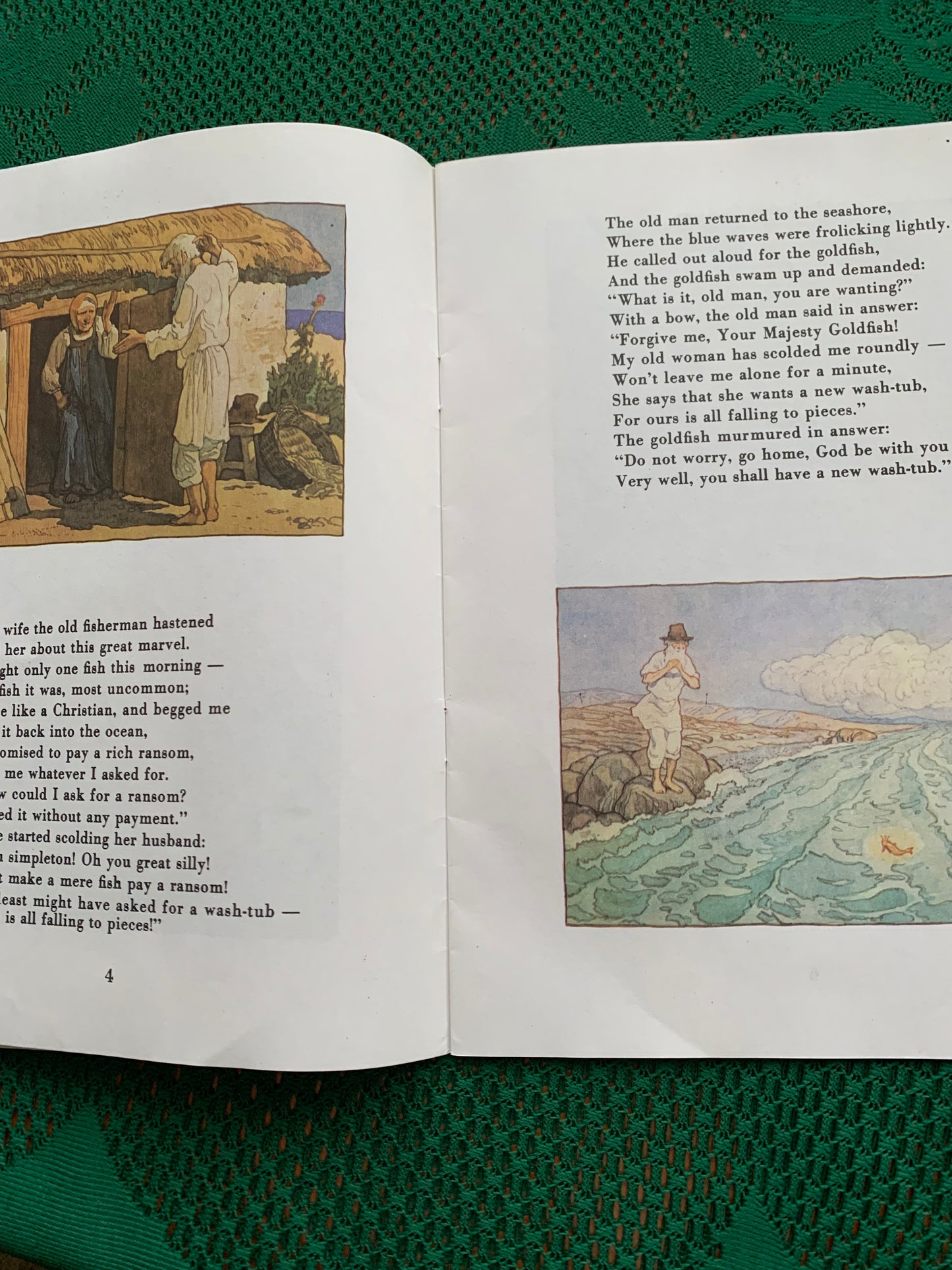 Vintage Russian Children's Book in English - THE FISHERMAN AND THE GOLDFISH - Alexander Pushkin - 1989
