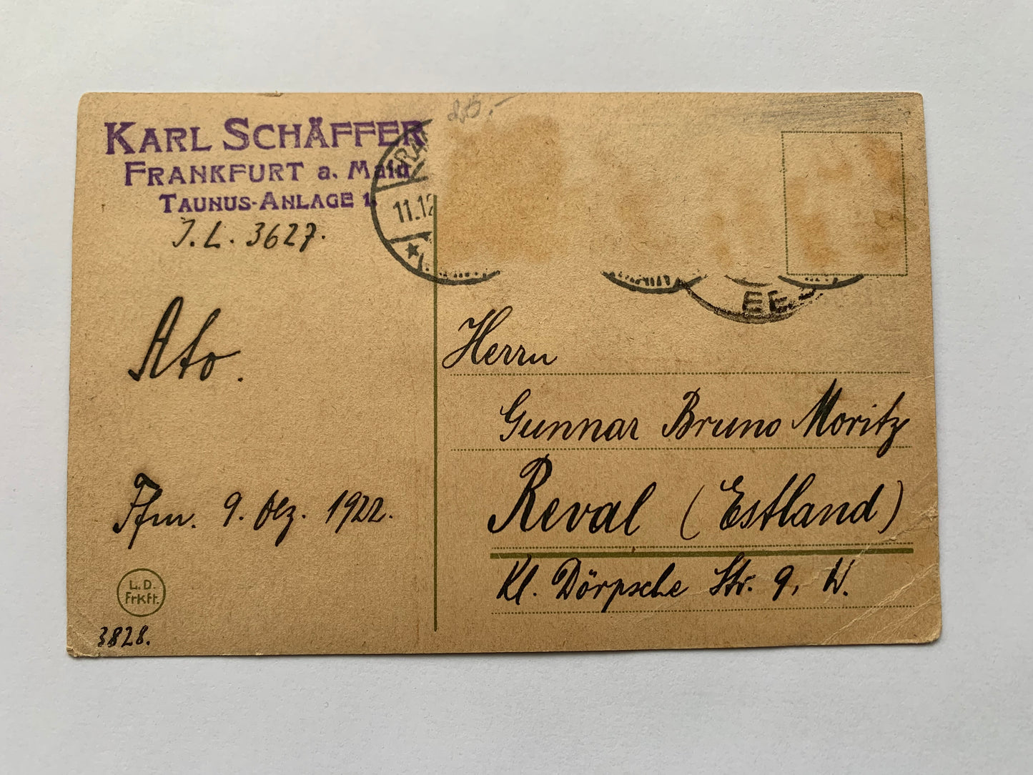 Old postcard - antique postcard - Frankfurt am M. - Hauptwache - Blick nach der Zeil - early 1900's - sent in 1922