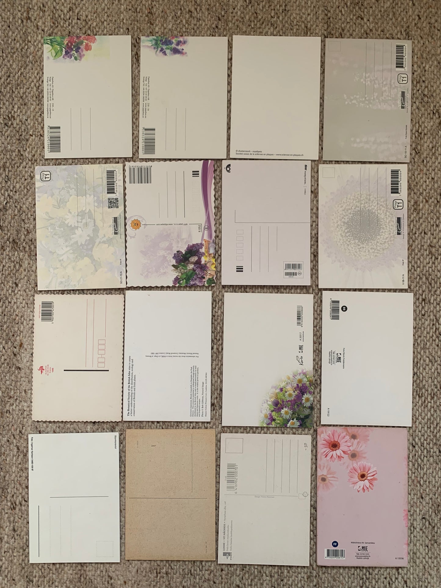 16 Unused FLOWER / FLORAL postcards - Printed in Estonia etc - 2000s