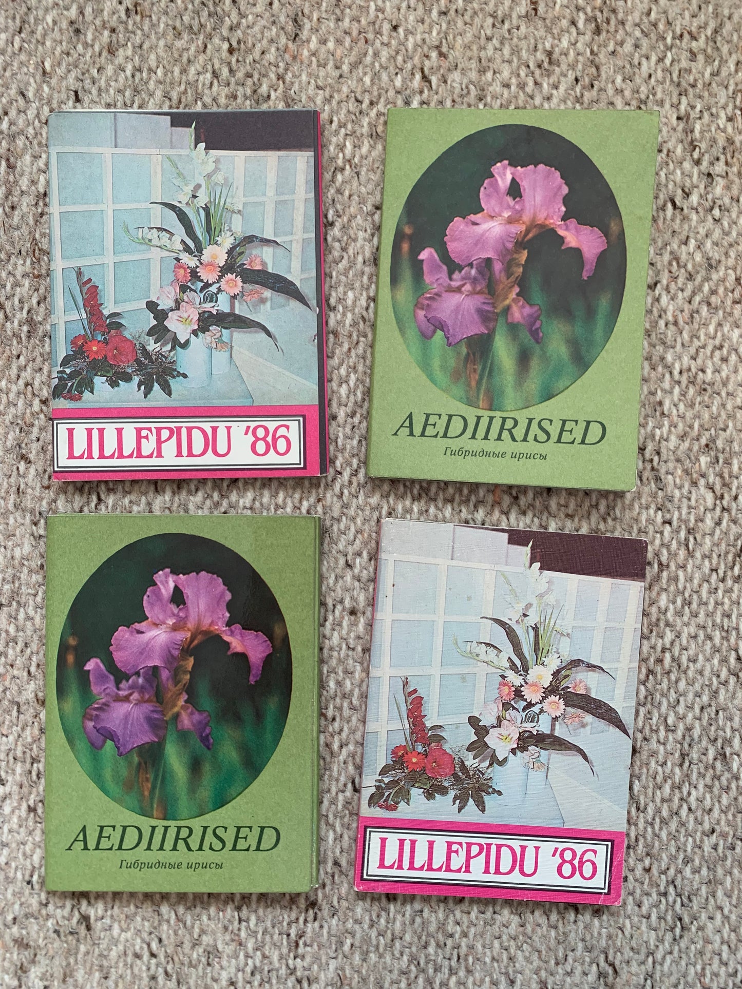 4 Unused FLOWER / FLORAL postcard sets - Printed in Soviet Estonia / USSR - 1980s