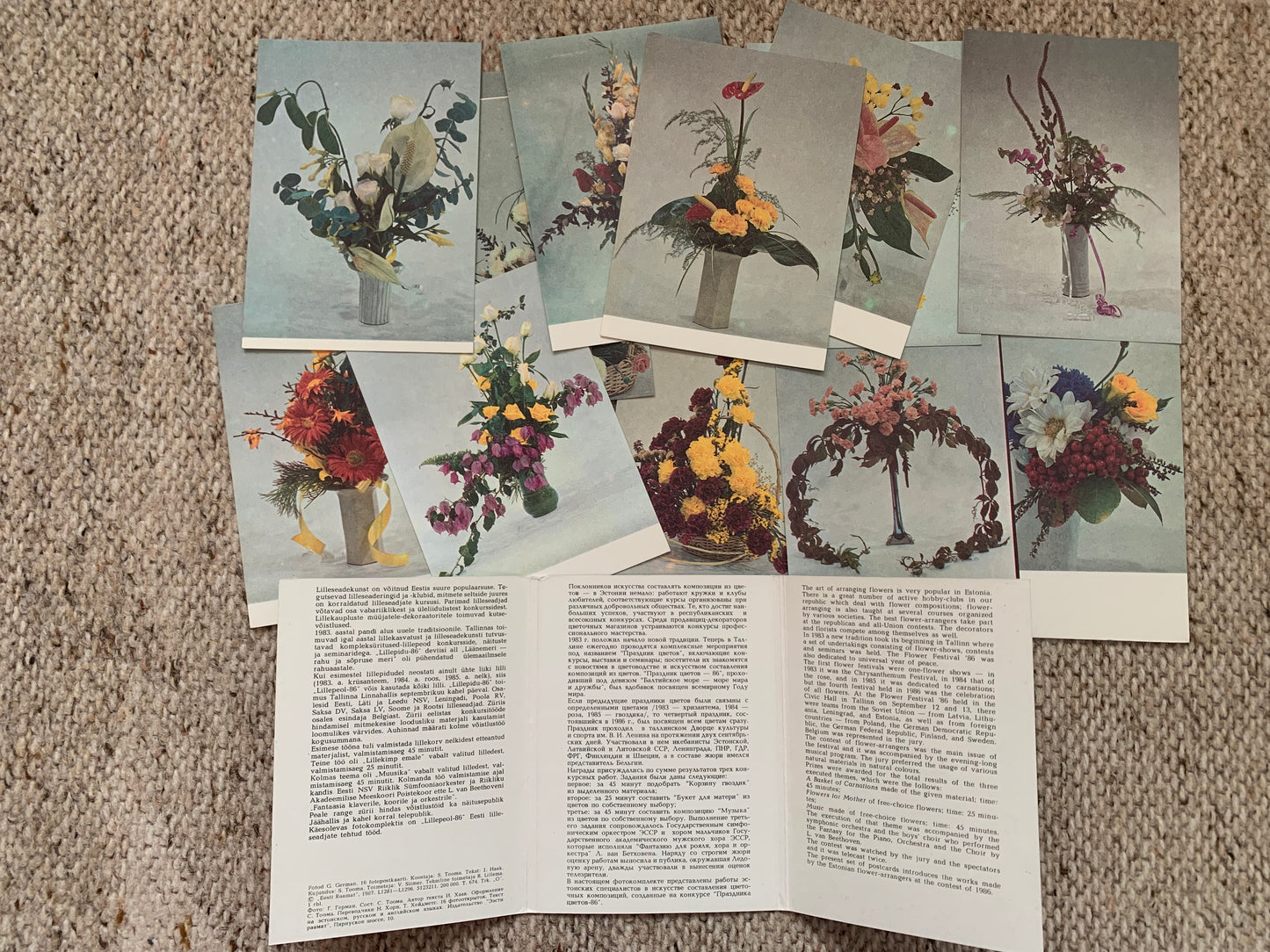 4 Unused FLOWER / FLORAL postcard sets - Printed in Soviet Estonia / USSR - 1980s
