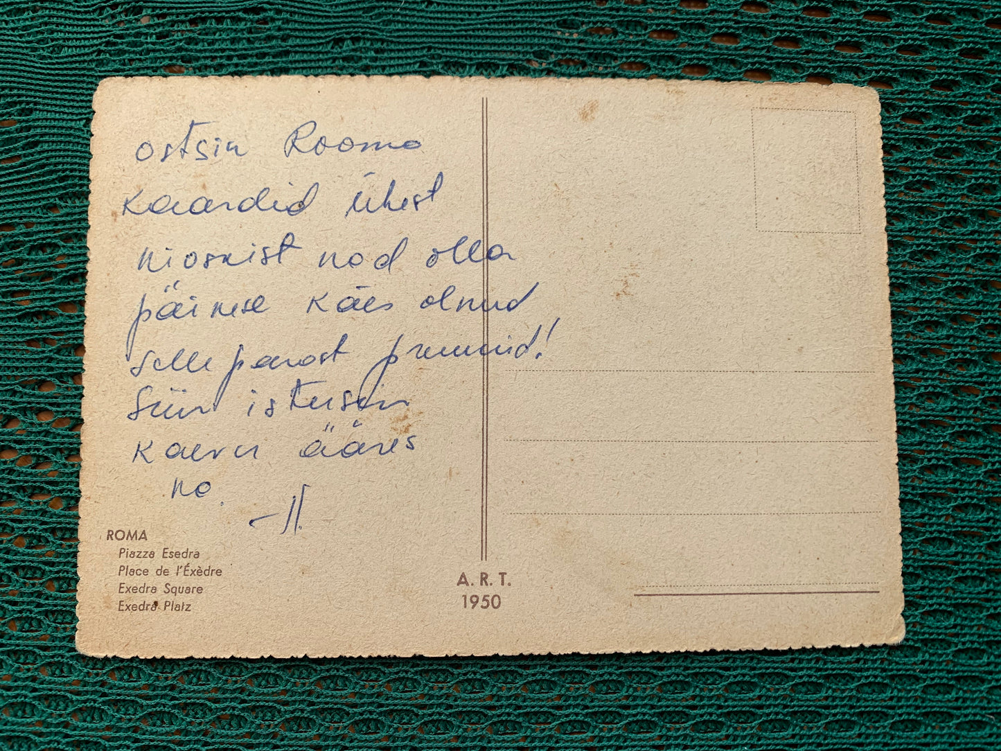 Old postcard - Antique postcard - Exedra Square - Roma - Rome - Italy - ART 1950 - Used