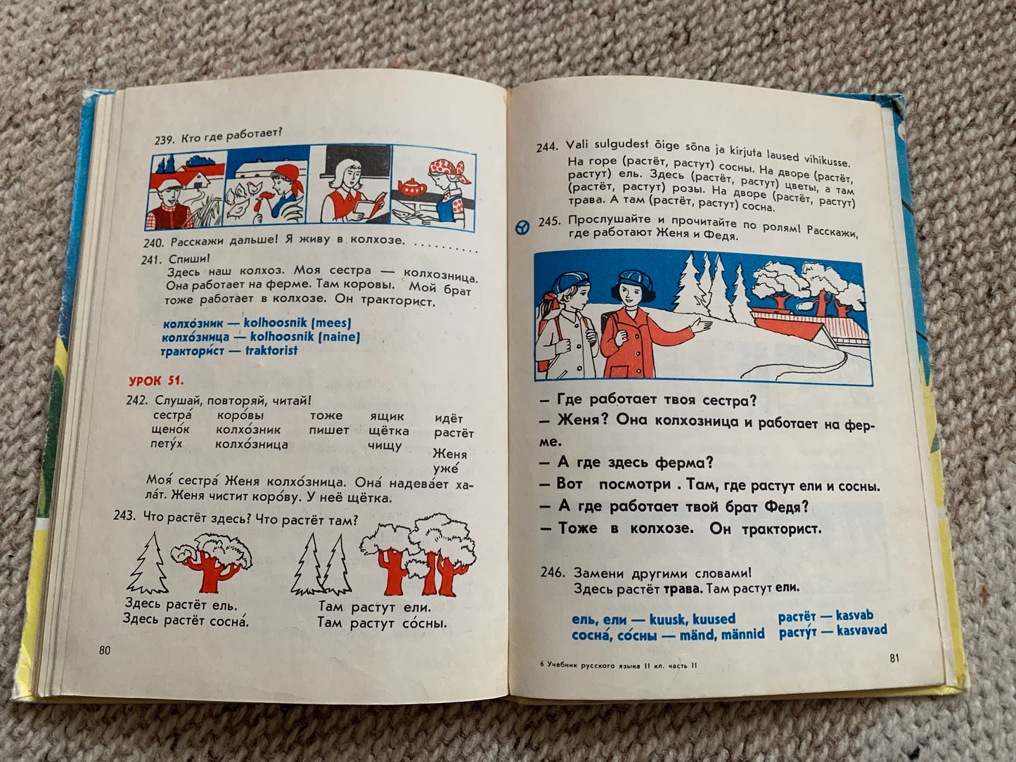 Vintage Estonian Russian language 2nd grade School Book - УЧЕБНИК РУССКОГО ЯЗЫКА II КЛАСС- old Soviet Book - Printed in USSR - 1977