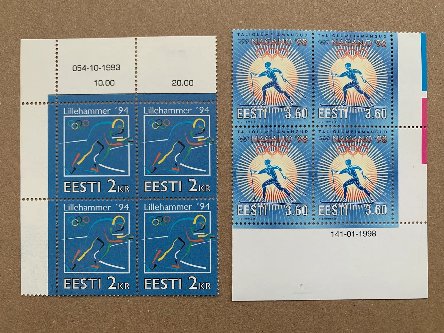 Estonian stamps unused blocks - Collection of 45 vintage postage stamps from 1992-1999 - MNH Estonian stamps.