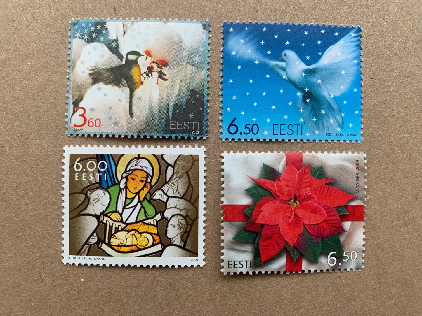 Estonian Christmas stamps from 1990s to 2000s - Collection of 18 vintage unused postage stamps - MNH Estonian Xmas stamps