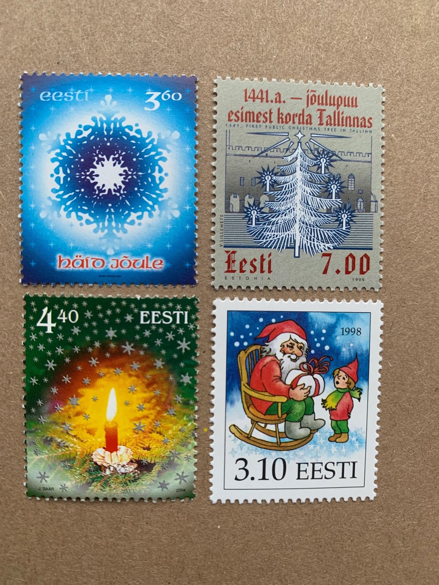 Estonian Christmas stamps from 1990s to 2000s - Collection of 18 vintage unused postage stamps - MNH Estonian Xmas stamps
