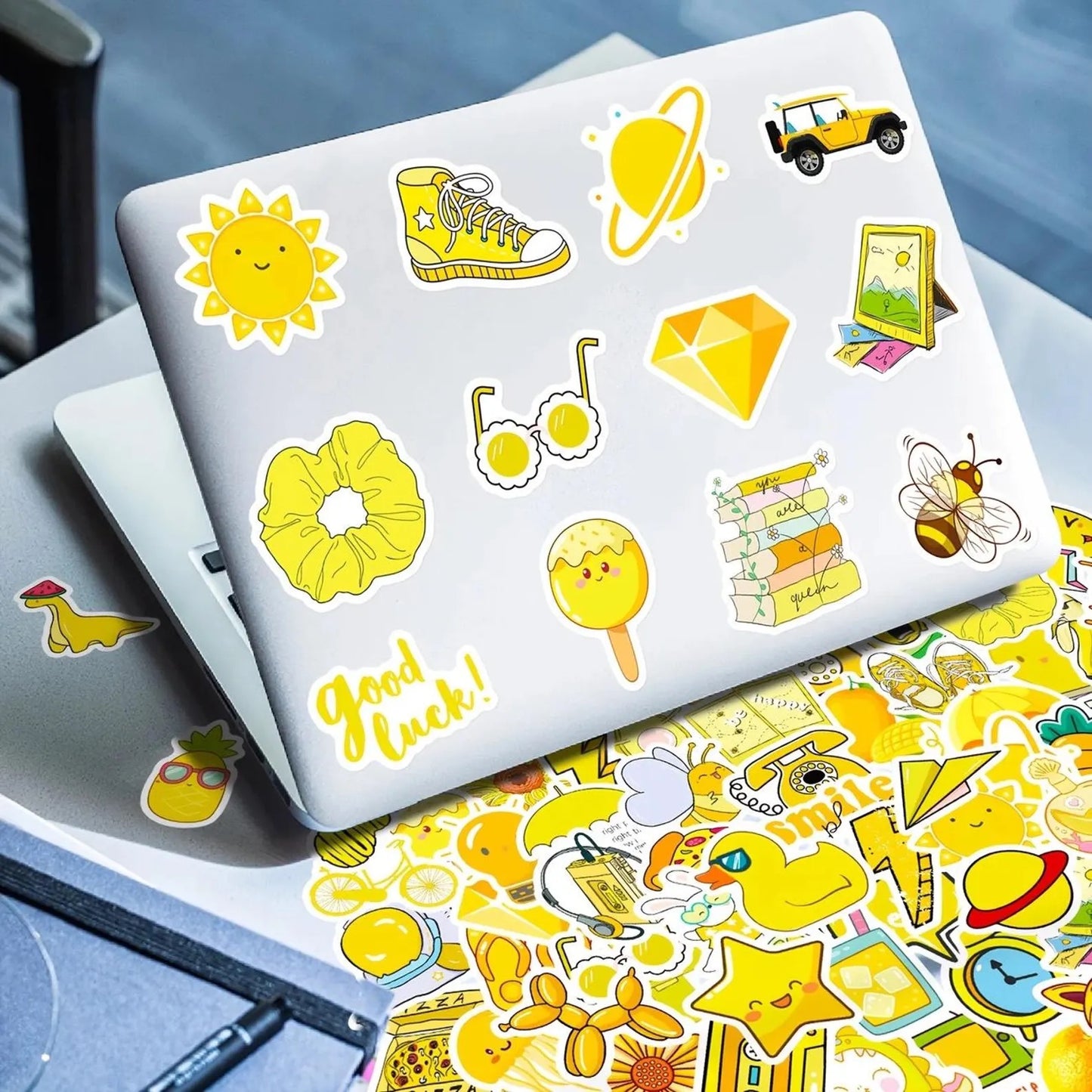 50 pcs Vintage Yellow colour Stickers - Deco Paper Ephemera