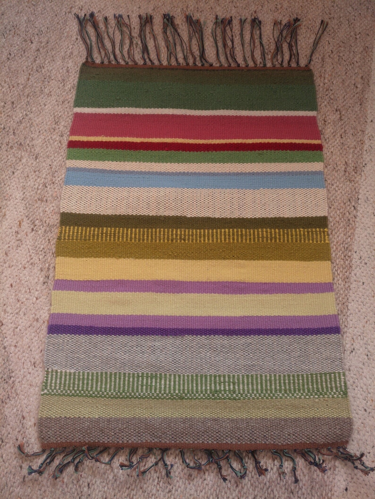 Handmade Vintage Tablecloth - Hand Woven Wool Mat - 1970s Folk Art - Wall Hanging Rug - Woven Textile - Table Cover - Soviet-time Home Decor