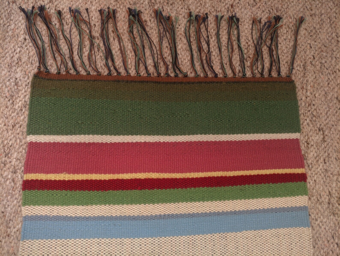 Handmade Vintage Tablecloth - Hand Woven Wool Mat - 1970s Folk Art - Wall Hanging Rug - Woven Textile - Table Cover - Soviet-time Home Decor