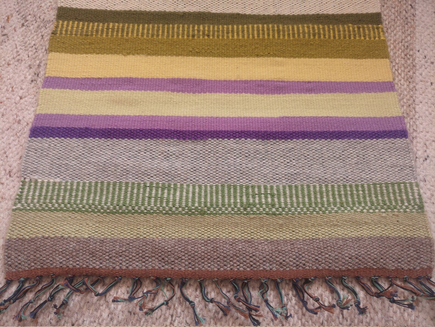 Handmade Vintage Tablecloth - Hand Woven Wool Mat - 1970s Folk Art - Wall Hanging Rug - Woven Textile - Table Cover - Soviet-time Home Decor