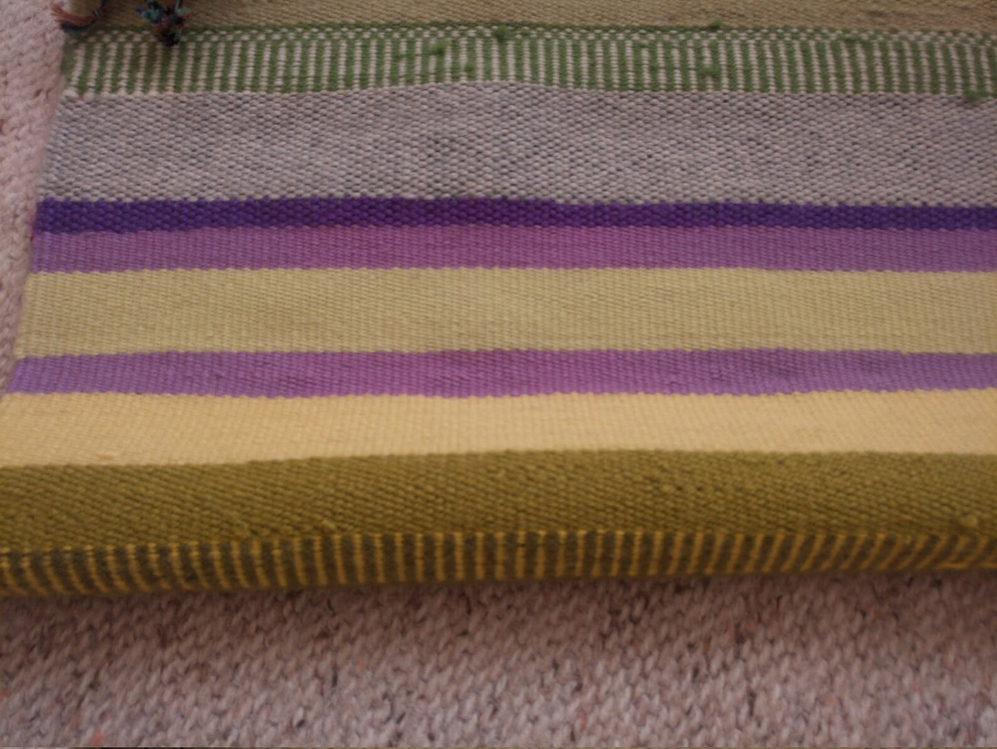 Handmade Vintage Tablecloth - Hand Woven Wool Mat - 1970s Folk Art - Wall Hanging Rug - Woven Textile - Table Cover - Soviet-time Home Decor