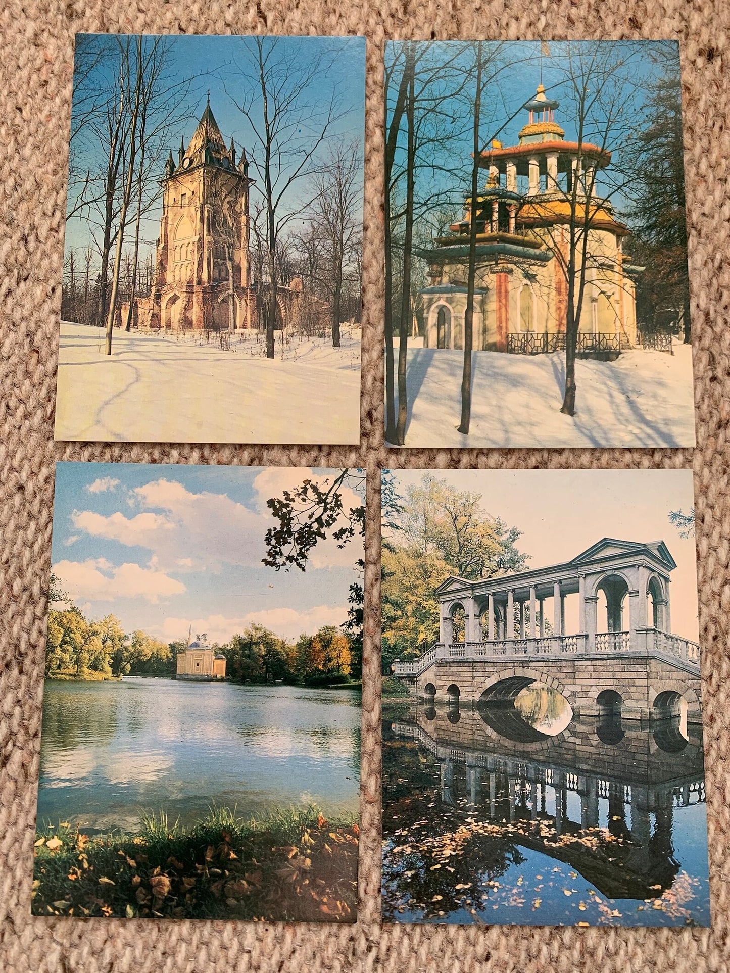 PUSHKIN The Palace and Parks set of 16 postcards - Soviet postcard set - Collectible view cards - Colour print