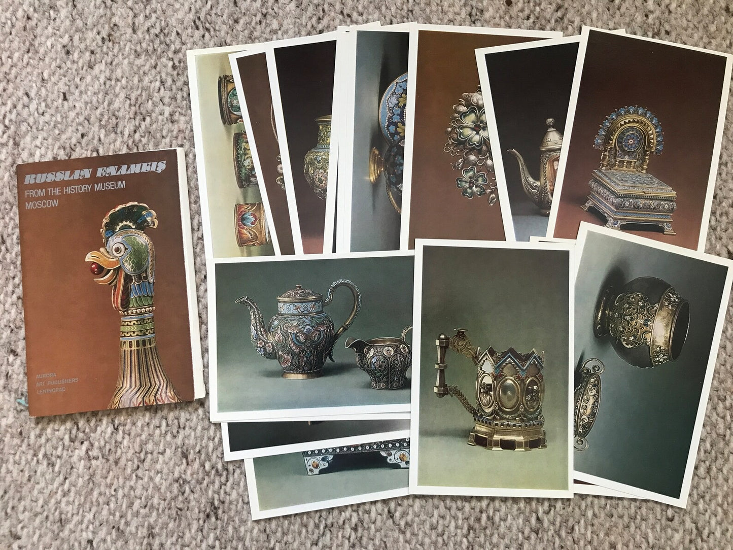 Set of 16 Vintage USSR collectible cards - RUSSIAN ENAMELS FROM THE HISTORY MUSEUM MOSCOW - 1982 - unused