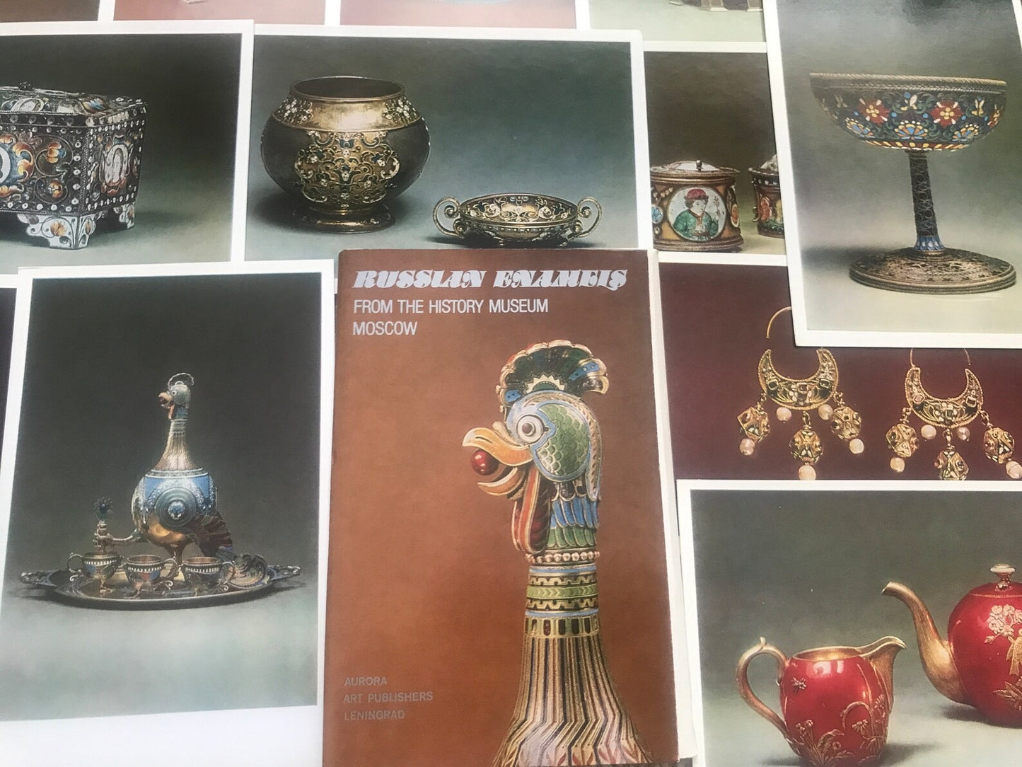 Set of 16 Vintage USSR collectible cards - RUSSIAN ENAMELS FROM THE HISTORY MUSEUM MOSCOW - 1982 - unused