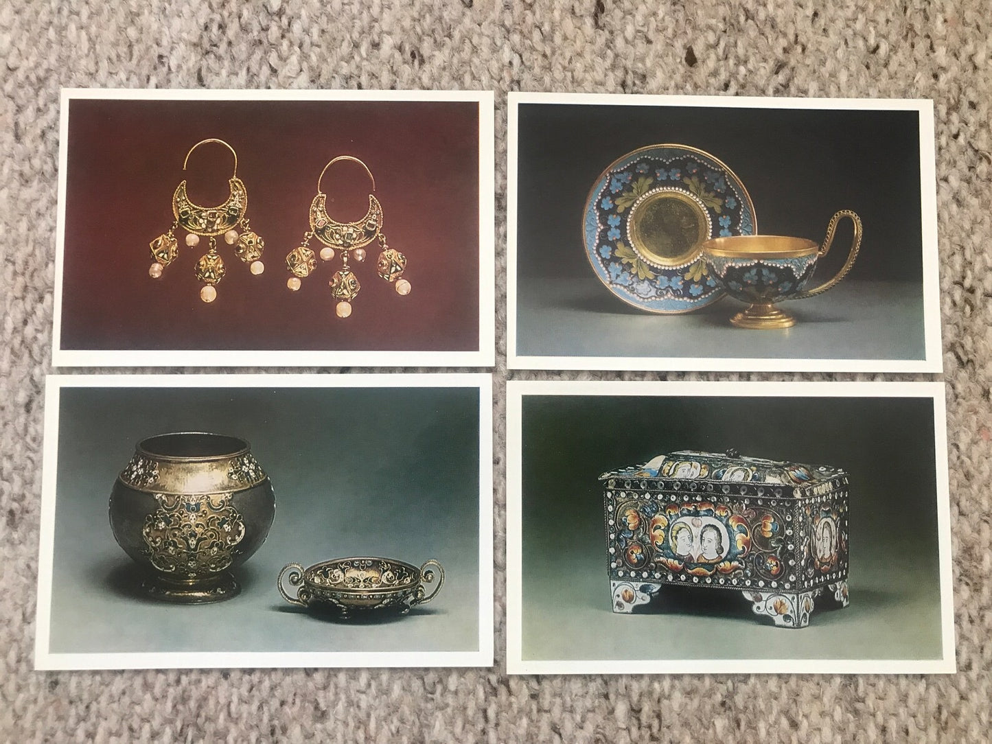 Set of 16 Vintage USSR collectible cards - RUSSIAN ENAMELS FROM THE HISTORY MUSEUM MOSCOW - 1982 - unused