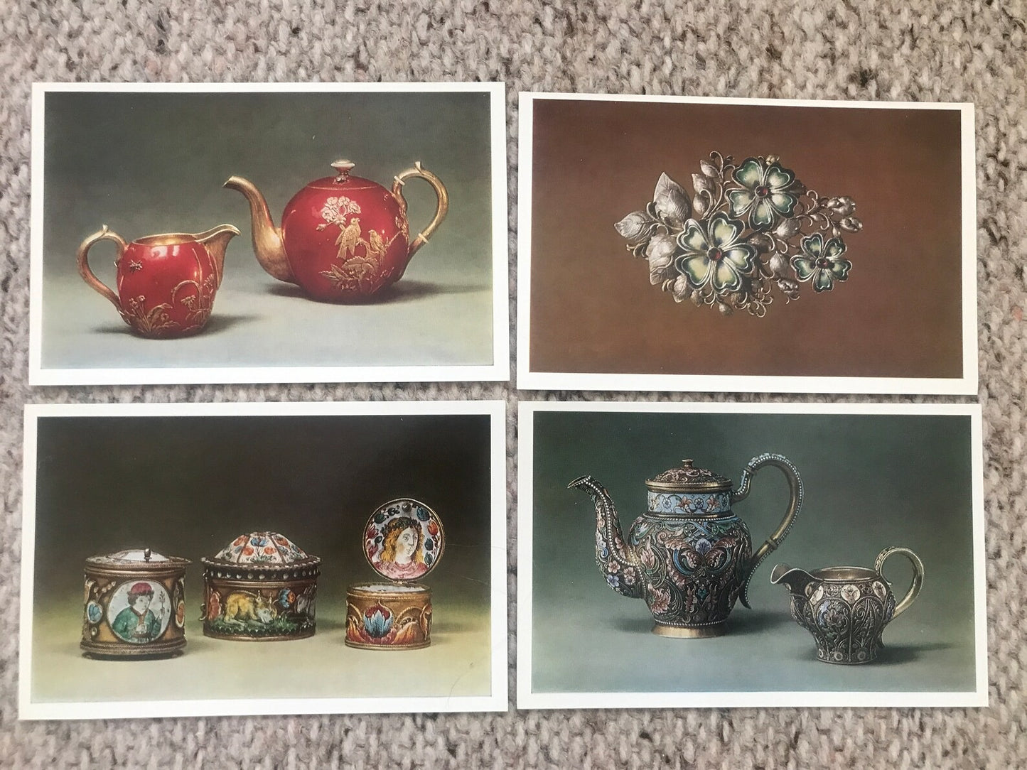 Set of 16 Vintage USSR collectible cards - RUSSIAN ENAMELS FROM THE HISTORY MUSEUM MOSCOW - 1982 - unused