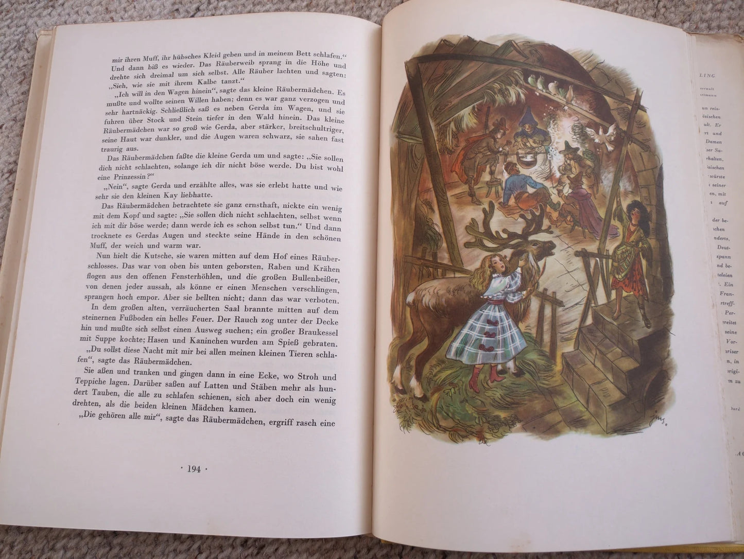 Vintage Children's Book in German - FAIRY-TALES (MÄRCHEN) - Hans Chistian Andersen - gorgeous illustrations - Very Large Book - 1961