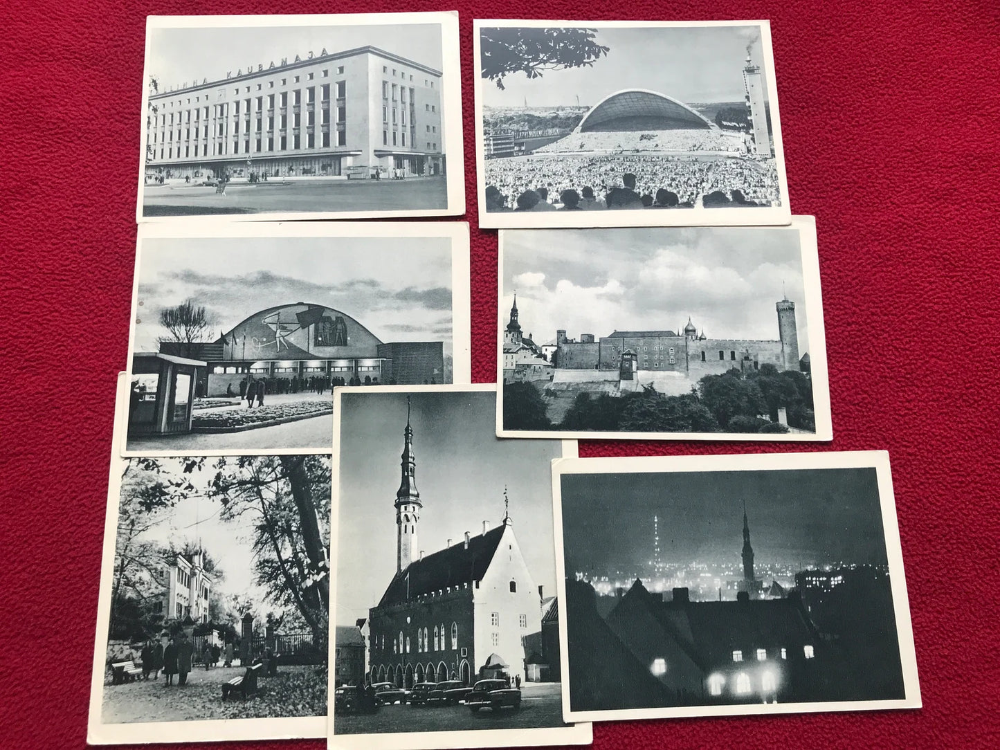 Vintage set of 7 black and white postcards - Soviet Estonian postcards - Tallinn view cards - Old prints - Collectible - 1960s - USSR - unused