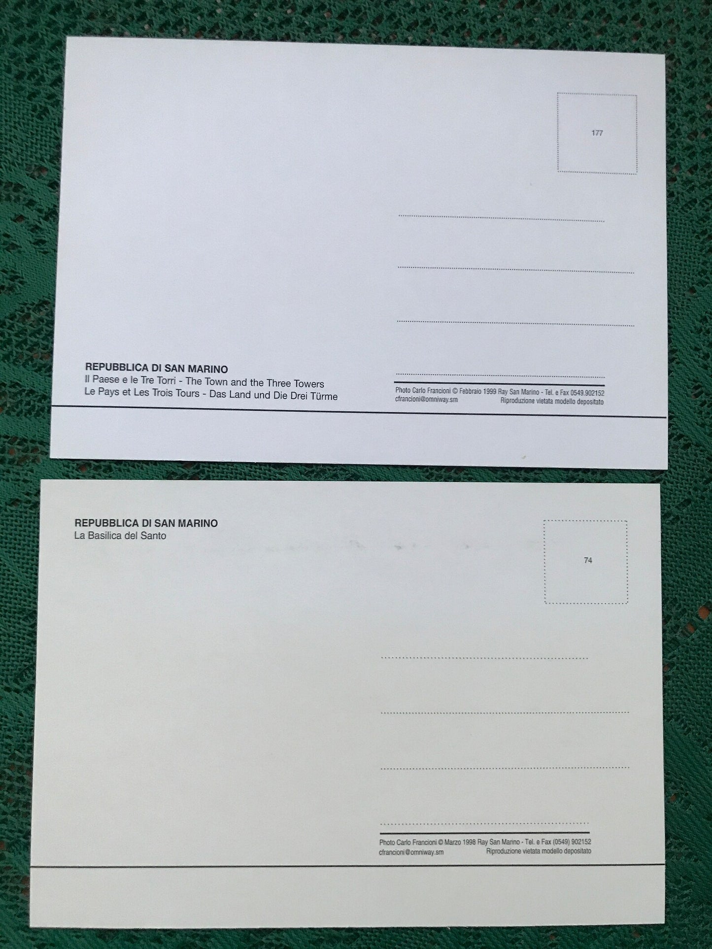 Set of 5 SAN MARINO Italy postcards from 2000s - Postcrossing viewcards