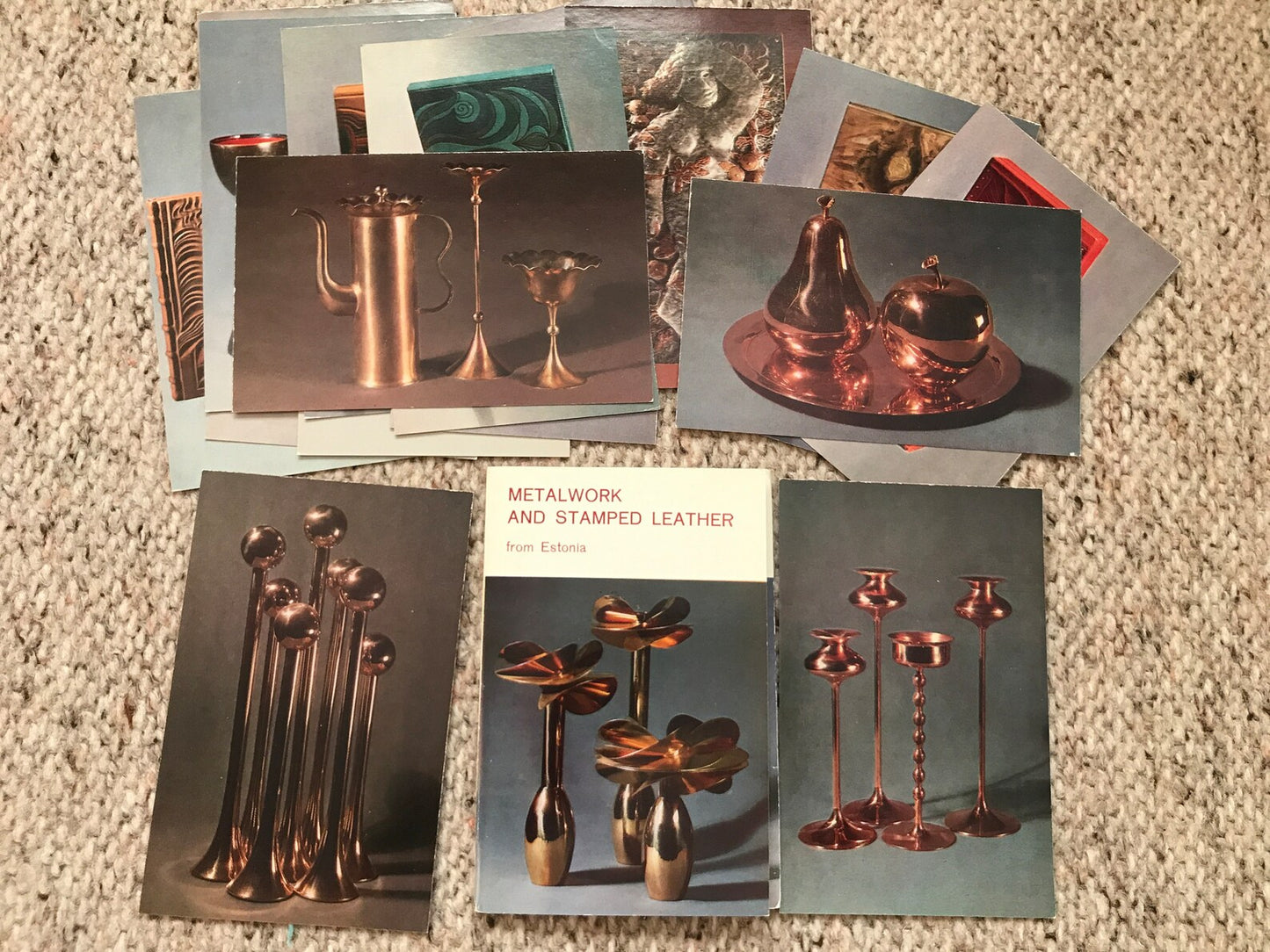 Set of 16 Vintage USSR collectible cards - Metalwork and Stamped Leather from Estonia - 1978 - unused