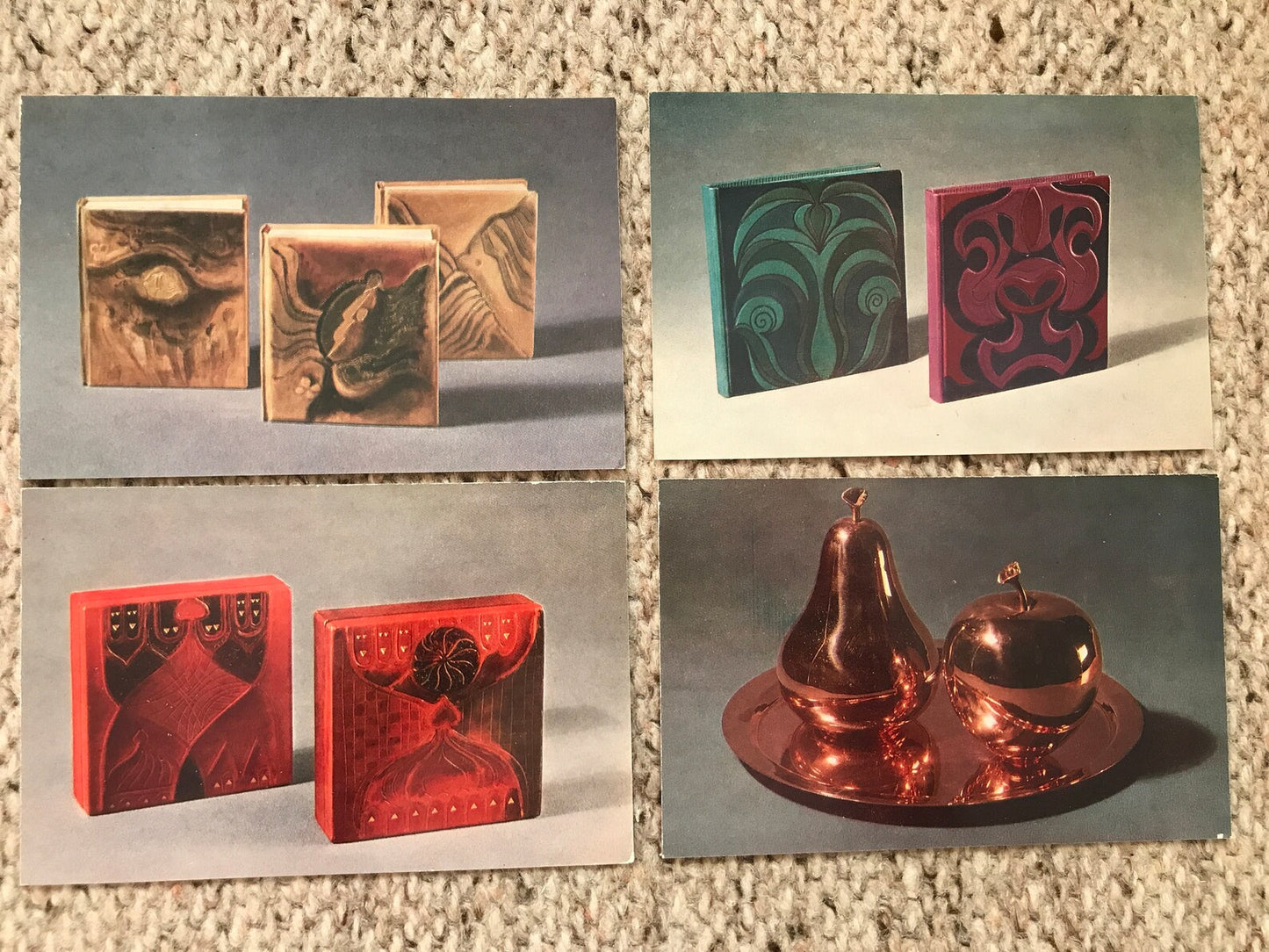 Set of 16 Vintage USSR collectible cards - Metalwork and Stamped Leather from Estonia - 1978 - unused