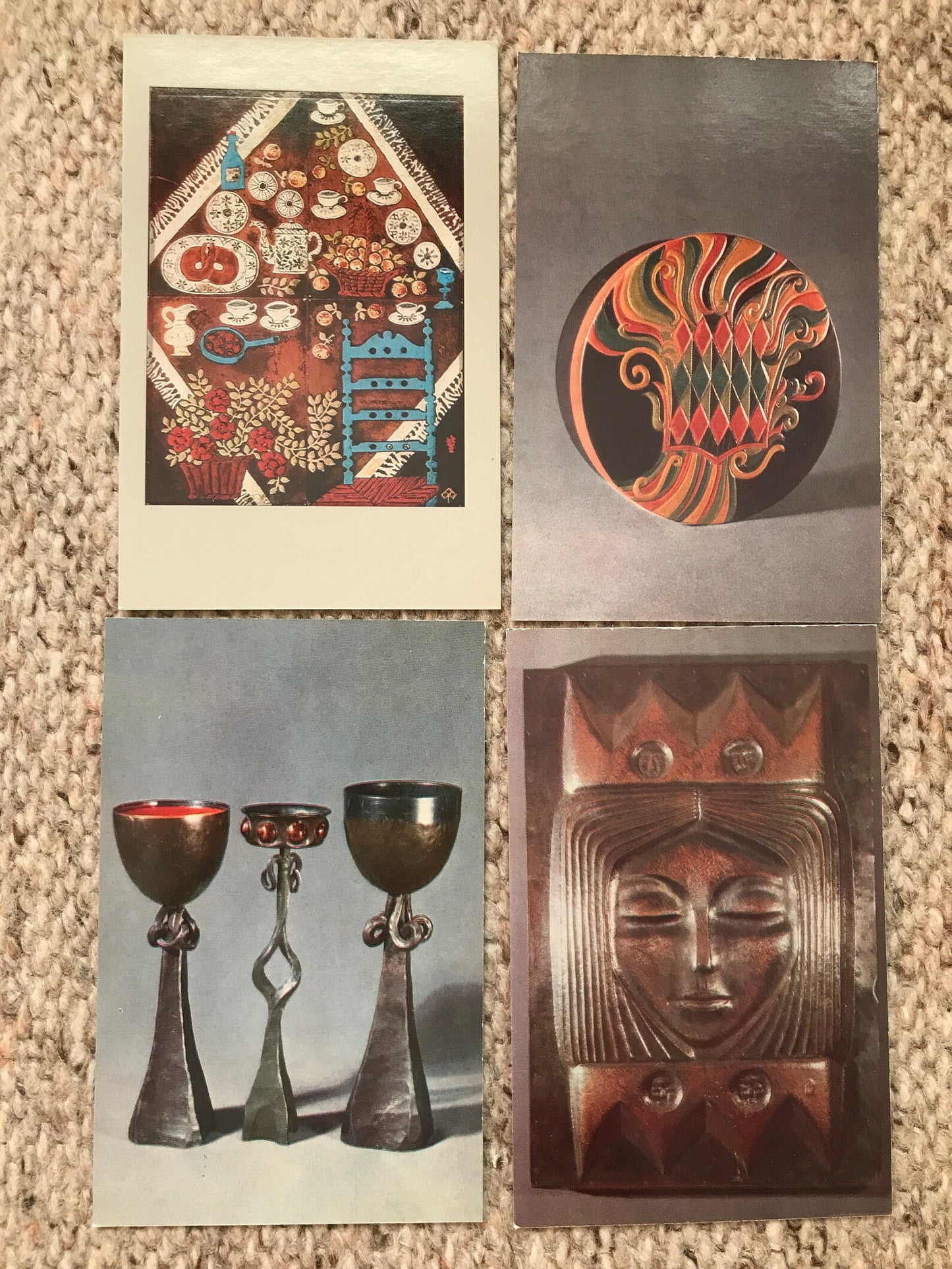 Set of 16 Vintage USSR collectible cards - Metalwork and Stamped Leather from Estonia - 1978 - unused