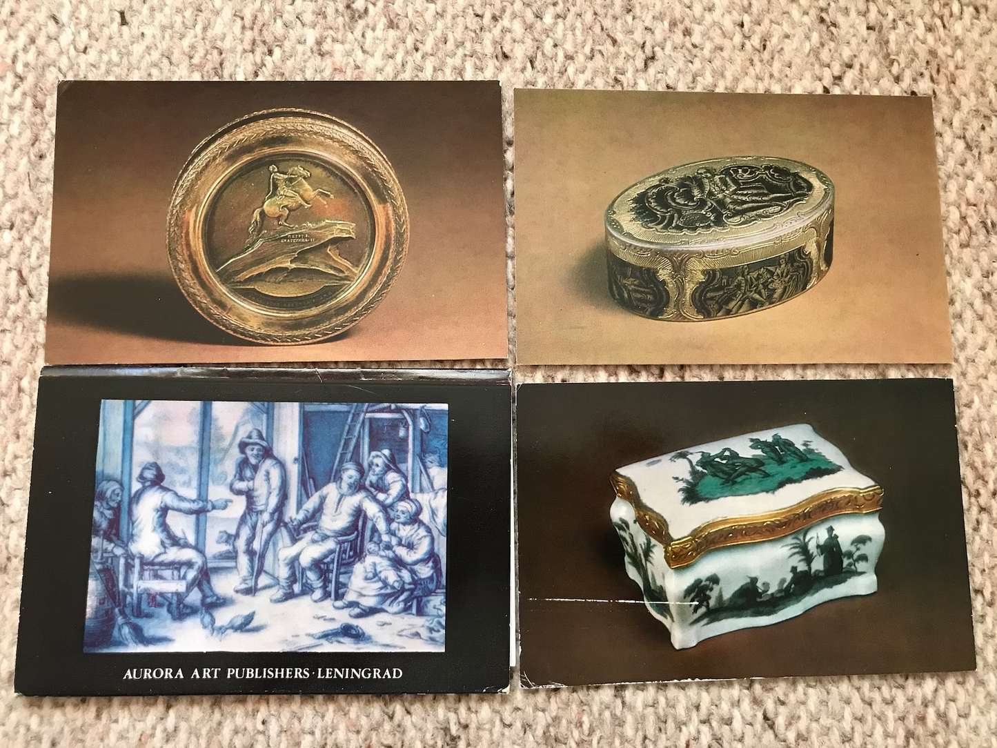Set of 14 cards "Russian Snuff-Boxes" - Collectible postcards - The Hermitage Aurora Art Publishers Leningrad - Russia USSR - 1985 - unused