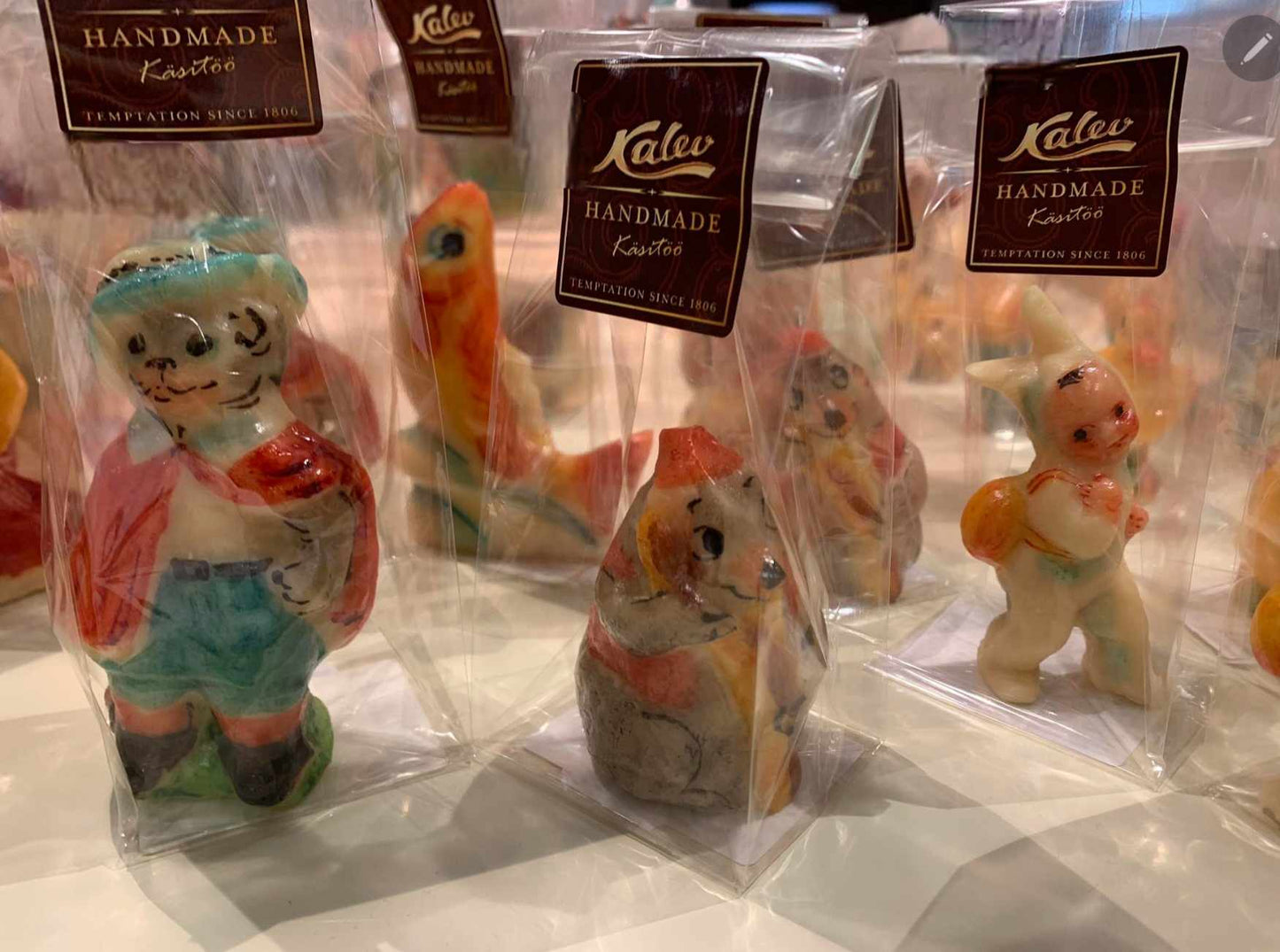 Estonian Marzipan Figures 3 pieces - Hand-sculpted and hand-painted - Kalev - Random choice