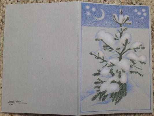 Soviet art postcard - Winter Greeting Card - Artist I.Vinkel - Estonia USSR - 1980s - unused