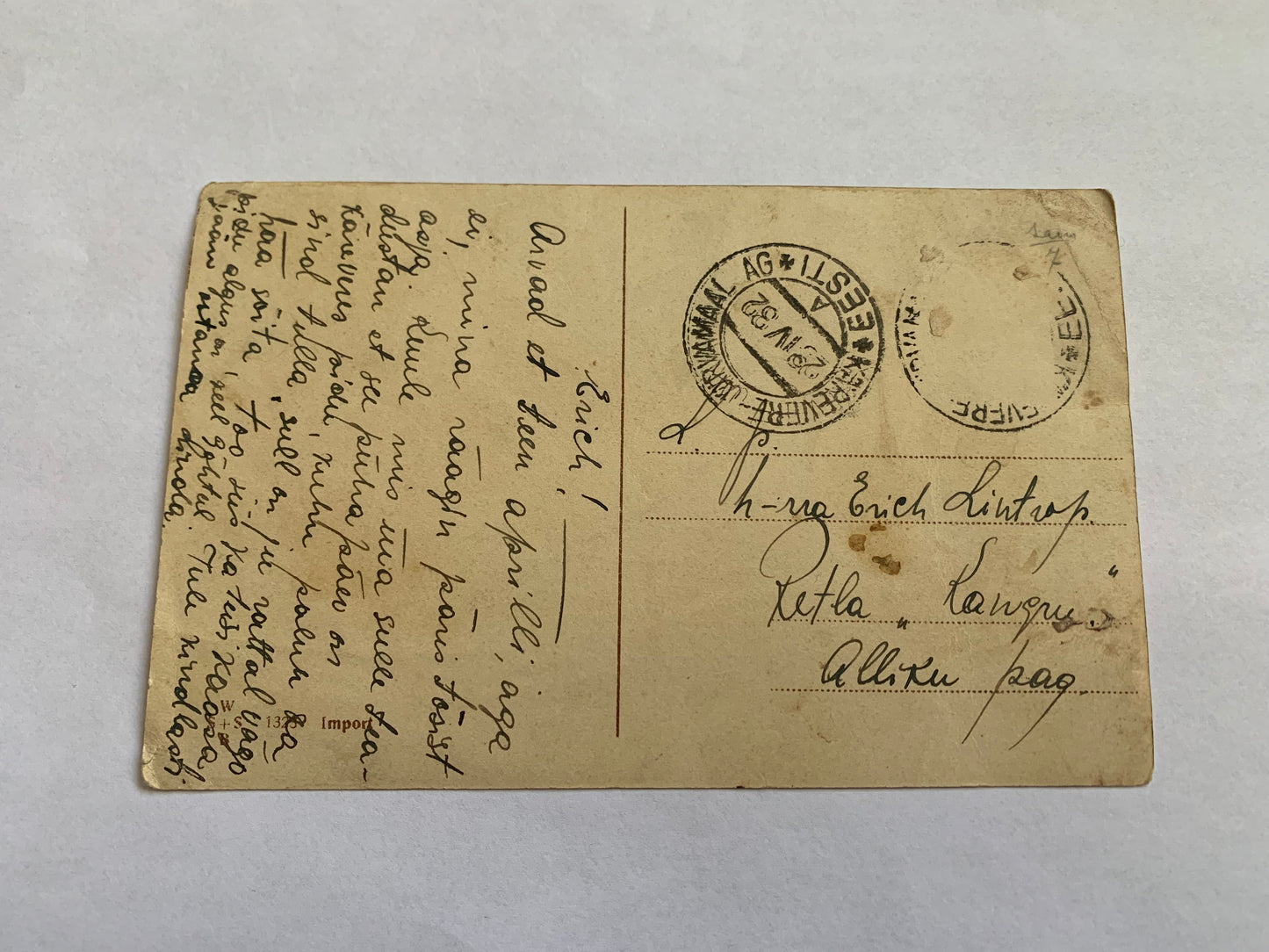 Old postcard - Antique postcard - Humour Post card - Carte Postale - Sent in Estonia 1932