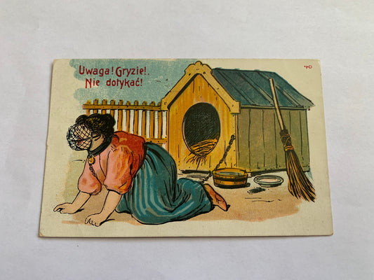 Old postcard - Antique postcard - Humour Post card - Warning! It bites! Do not touch! - Carte Postale - Sent in Estonia 1923 - Used