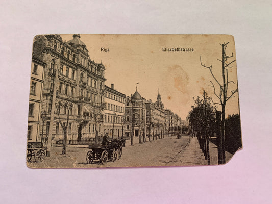 Old postcard - Antique postcard - Riga - Elisabeth Street - Carte Postale - early 1900s - Unused