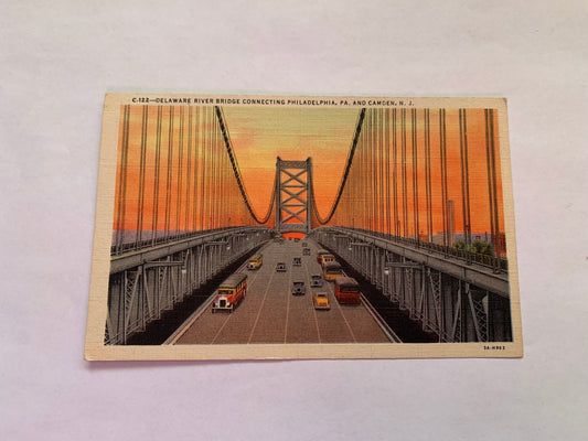 Old postcard - Antique postcard - Delaware River Bridge - Pennsylvania - New Jersey - USA - Carte Postale - early 1900s - Unused