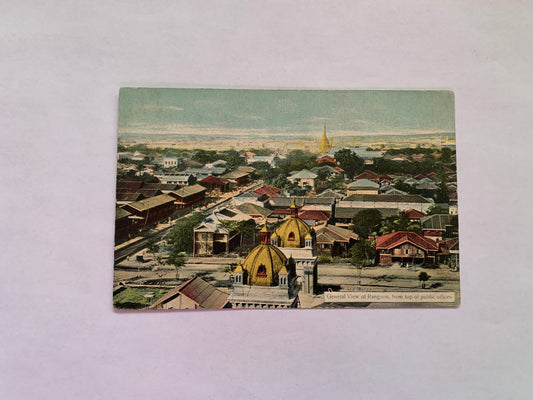 Old postcard - Antique postcard - Burma - Myanmar - General View of Rangoon, from top of public offices - Carte Postale - early 1900s - Unused