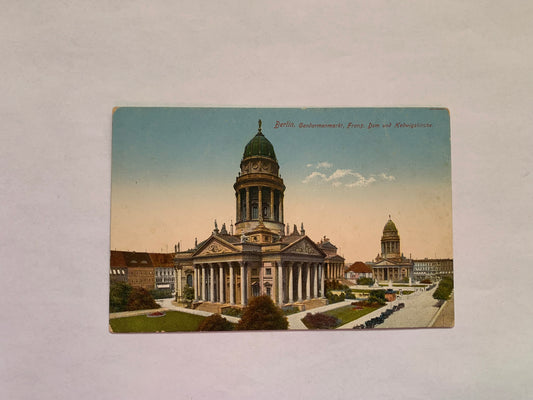Old postcard - Antique postcard - Germany - Berlin - Gendarmenmarkt - Franz. Dom und Hedwigskirche - Carte Postale - early 1900s - Unused